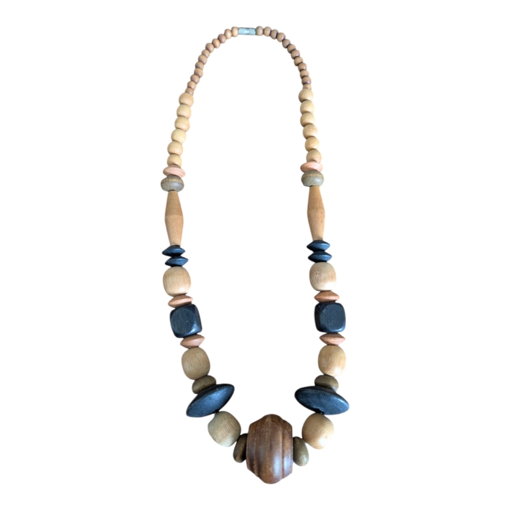 Vintage Chunky Wooden Beaded Necklace